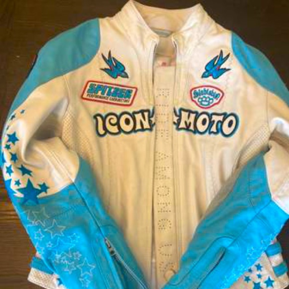Icon Bombshell go-go riding jacket blue womens size small